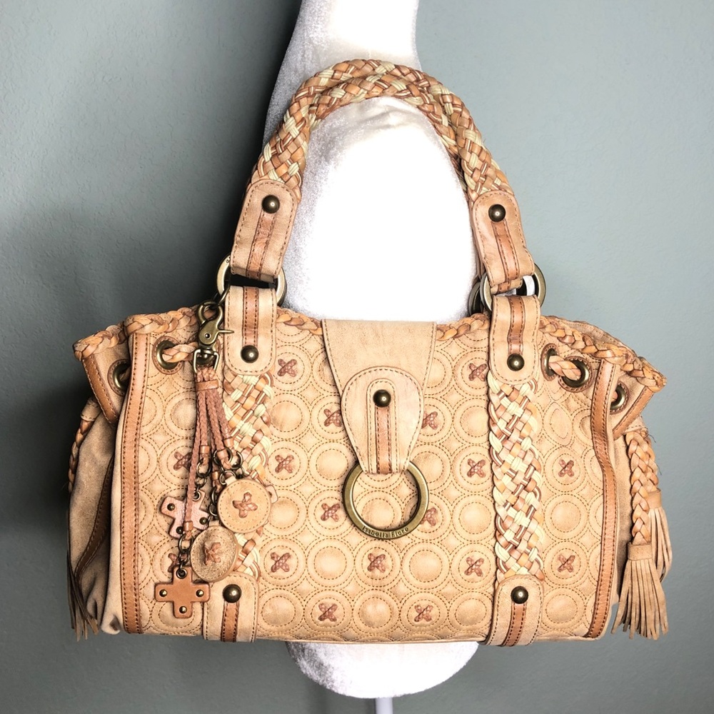 Isabella Fiore leather brown woven tote